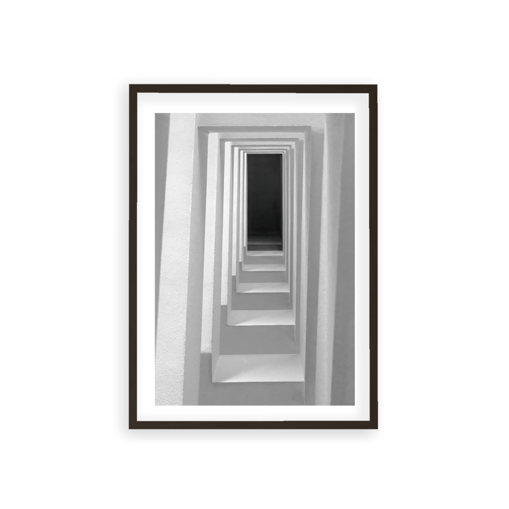 Plakat Abstract Stairs z białymi schodami, plakat z iluzją optyczną