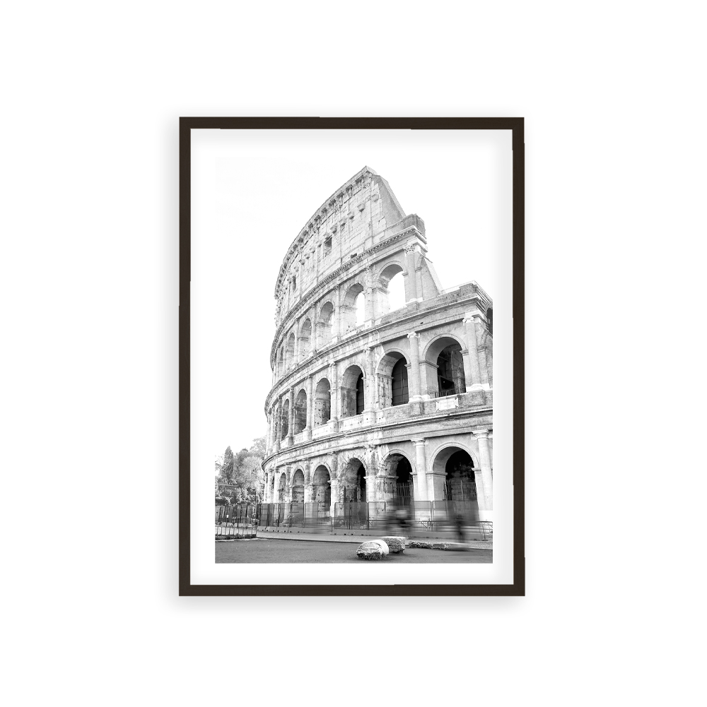 Plakat Rome Coloss z Koloseum czarno-biały w czarnej ramie