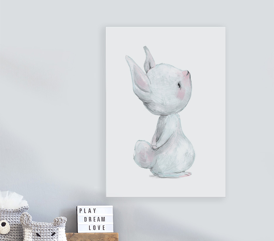 Obraz Króliś marzyciel, Minimalistyczny obraz dla dzieci z króliczkiem