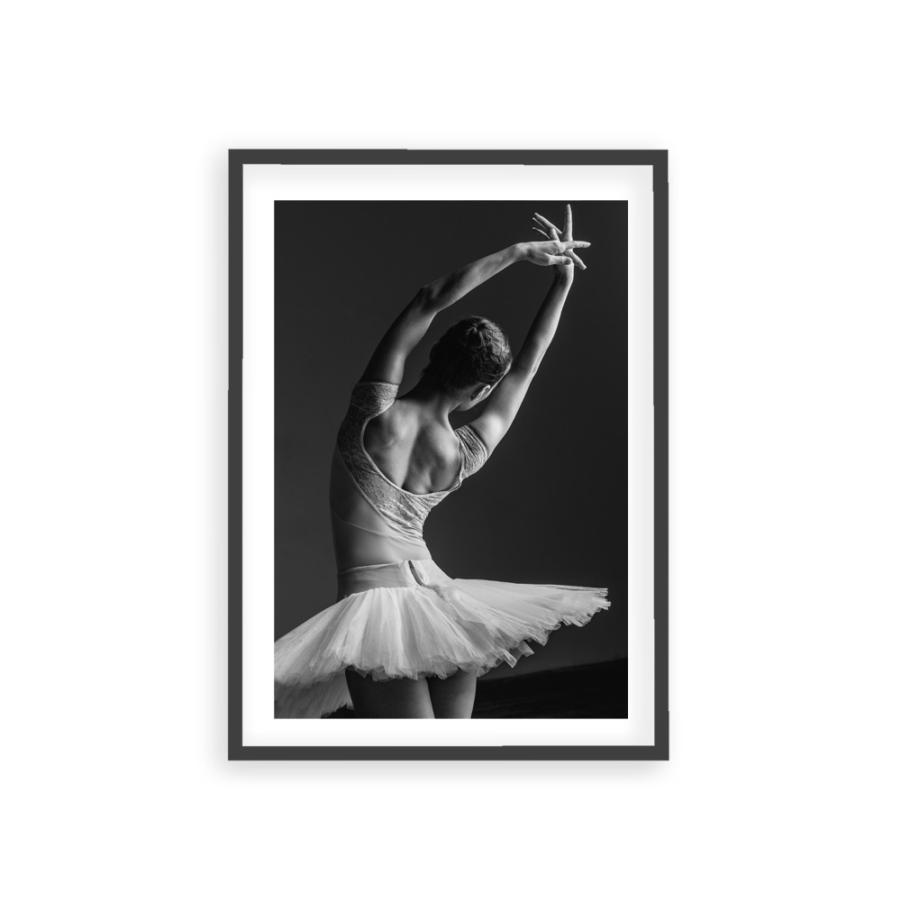 Plakat Ballerina Dress zdjęcie czarno-białe tańczącą baletnicą