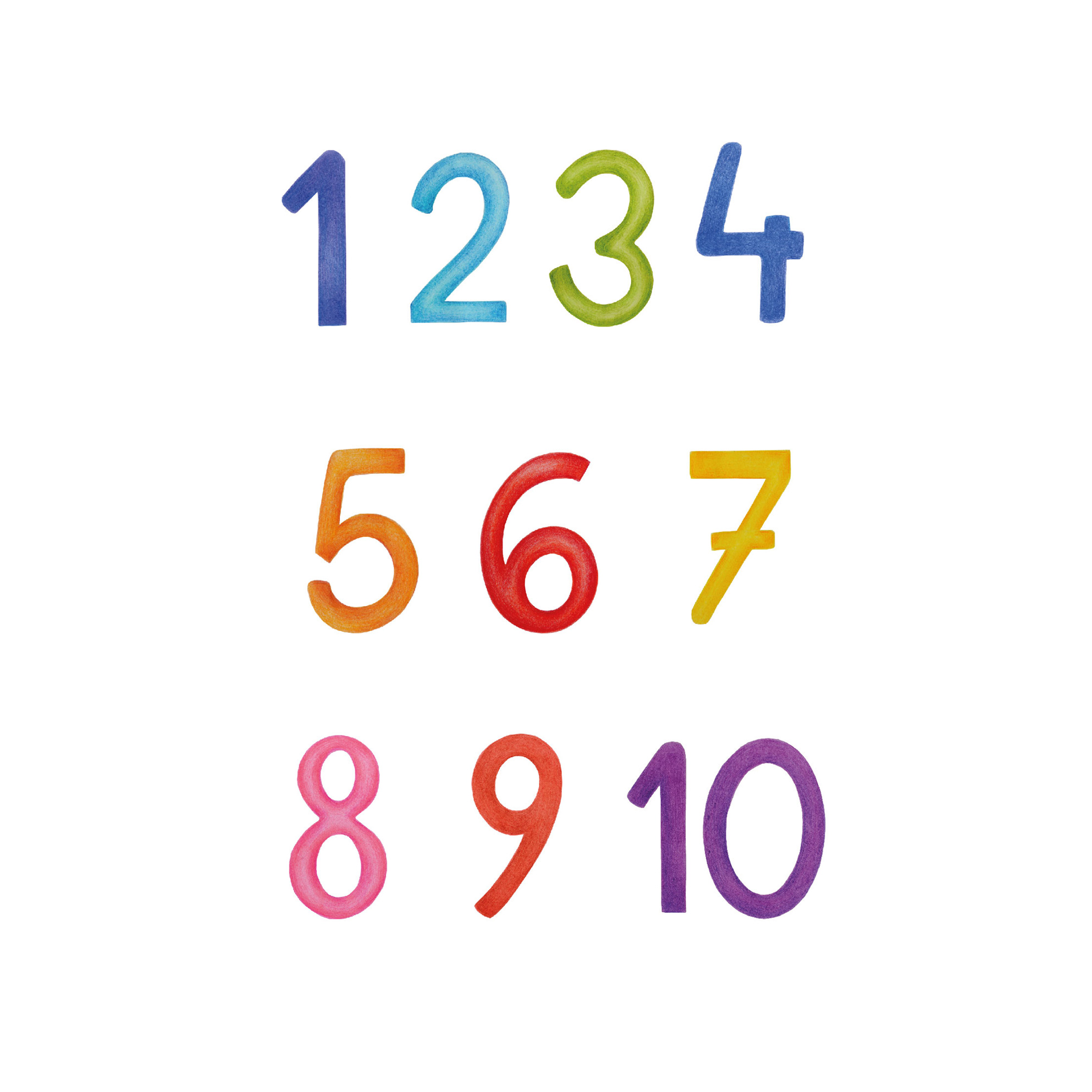 Plakat edukacyjny Cyferki 2 z kolorowymi cyferkami do nauki liczenia