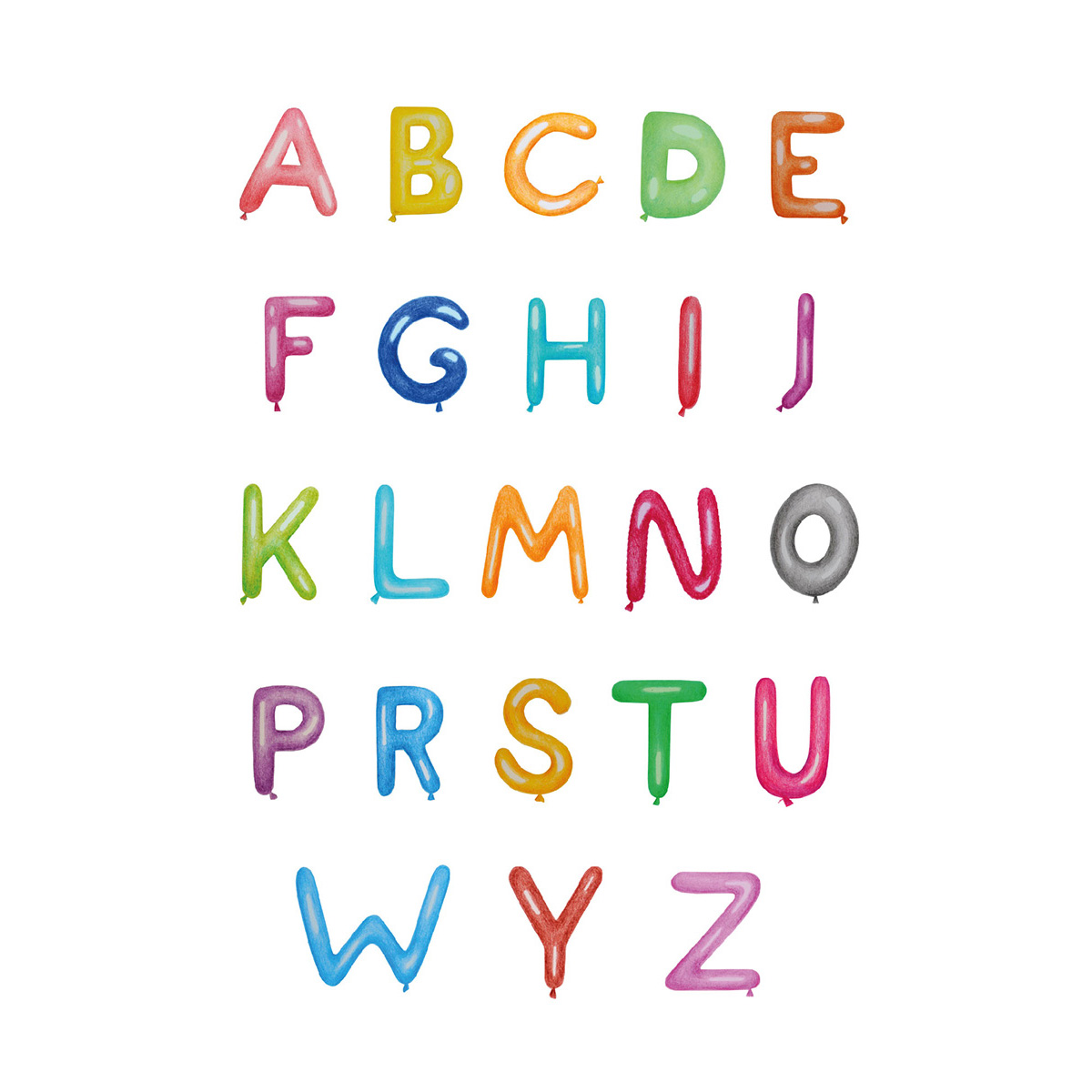 Plakat edukacyjny Literki 1 z alfabetem w kształcie baloników